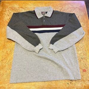 Vintage JC Penney Olympics USA Collared Sweatshirt Gray Burgundy Blue Size M